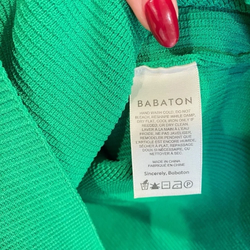 Aritzia Babaton Sculpt Knit Ribbed Mini Dress In Gloss Green - Picture 7 of 9